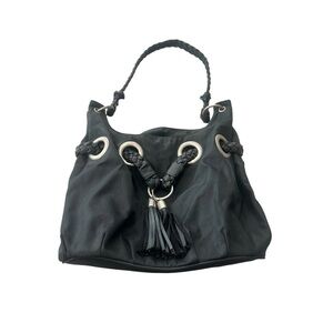 BRACIANO Bag Black Silver Hardware Striped Lining